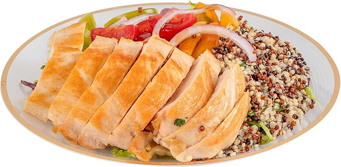 Restaurantware Plastic Plates 20 Pcs 7.25" Gold Rimmed Disposable Plates Heavy-Duty White Translucent Rippled Plastic Dinner Servers for Party, Weddings, Salads, Desserts, and Appetizers