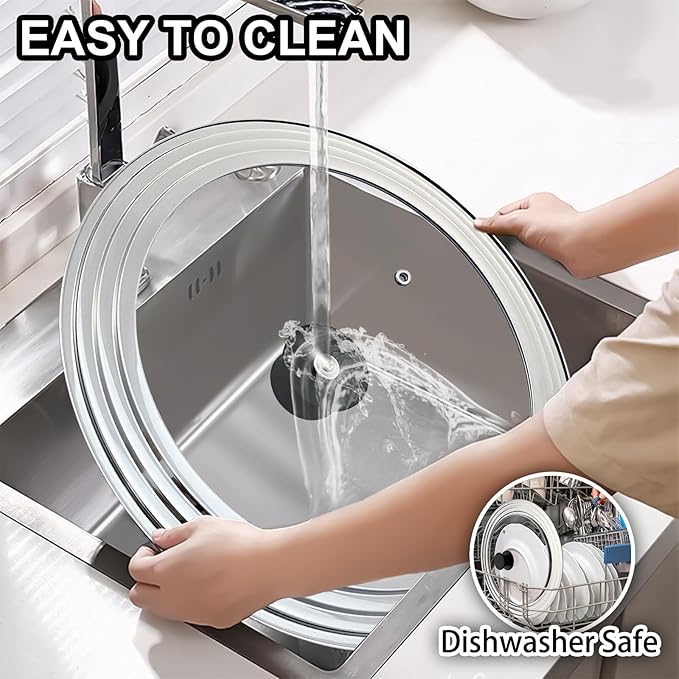 13 Inch Large Universal Pan Lid, Stainless Steel Pots Lid Fit 11, 12,13 Inch Pots and Pans, Heat Resistant Stainless Steel and Tempered Glass Lid, 13 In Frying Pans Lid