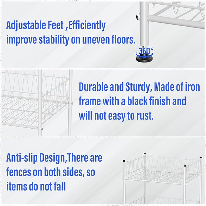 Water Bottle Organizer 3 Tier Vertical Bottled Water Holder Freestanding Metal Drink Storage Shelf Beverage Can Rack, Kitchen Pantry Tumbler Cup Organizer for Floor, Silver