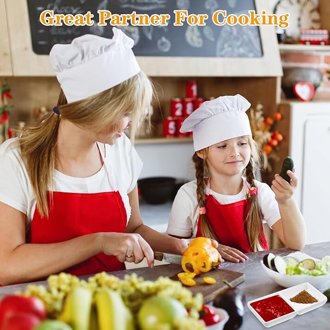 16 Pcs Sauce Dish, Dual Dipping Bowls Large Capacity Dual Sauce Bowls, Soy Two Compartments Party Trays Divided Fondue Plates for Restaurant Kitchen Sushi Soy Sauce (White)