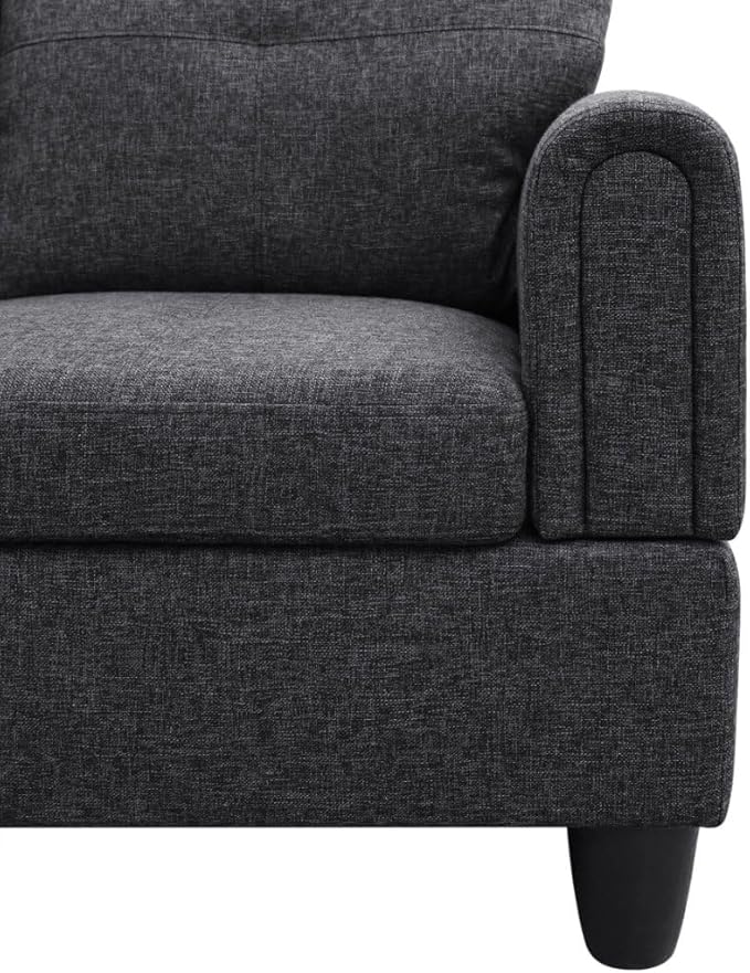 NicBex L Shaped Couch Sectional Couches for Living Room 2 Pieces Modern Sectional Sofa with Left Chaise Sectional Couch with Solid Frame for Living Room, Linen, Black Grey