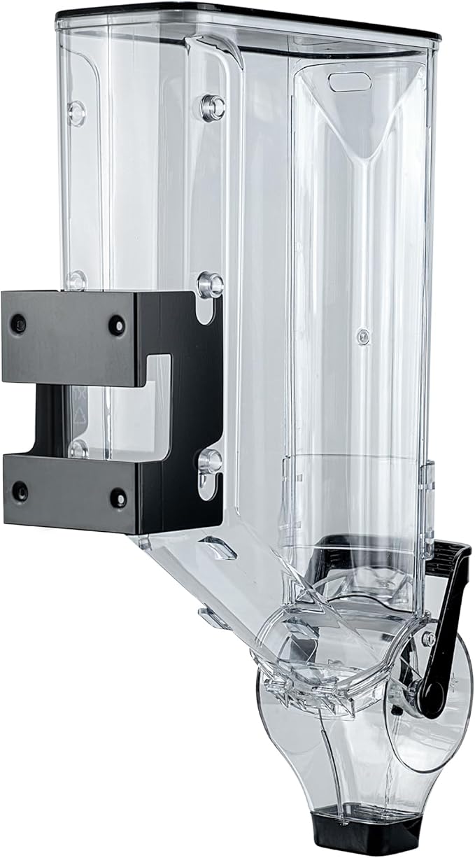 Restaurantware-Met Lux 5 Gallon Dry Food Dispenser, 1 Airtight Cereal Dispenser - Wall-Mounted, Single Control, 1 Black Plastic Grain Holder, For Snacks, Nuts, Or Coffee Beans