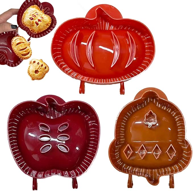 Holiday Mini Pie Mold, Christmas Dough Presser Pocket Pie Molds Fits,Party Food Apple Pie Mold, Party Potluck Hand Pie Molds, Pumpkin Cookie Cutters, for Festivals and Parties (3pcs)