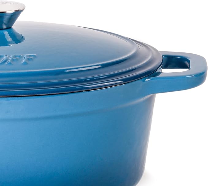 BergHOFF 6Pc Neo Enameled Cast Iron Dutch Oven Set, Matching Lid,Fast, Evenly Heat, Oven Safe, Blue
