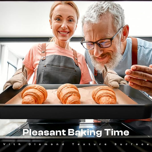 Nonstick Baking Pans Set, 8-Piece Stackable Bakeware Sets, Non-Toxic Oven Pan Set, Includes Baking Sheet, Cake Pan, Muffin Pan, Loaf Pan, Square Pan, Cookie Sheet & Roasting Pan, Black