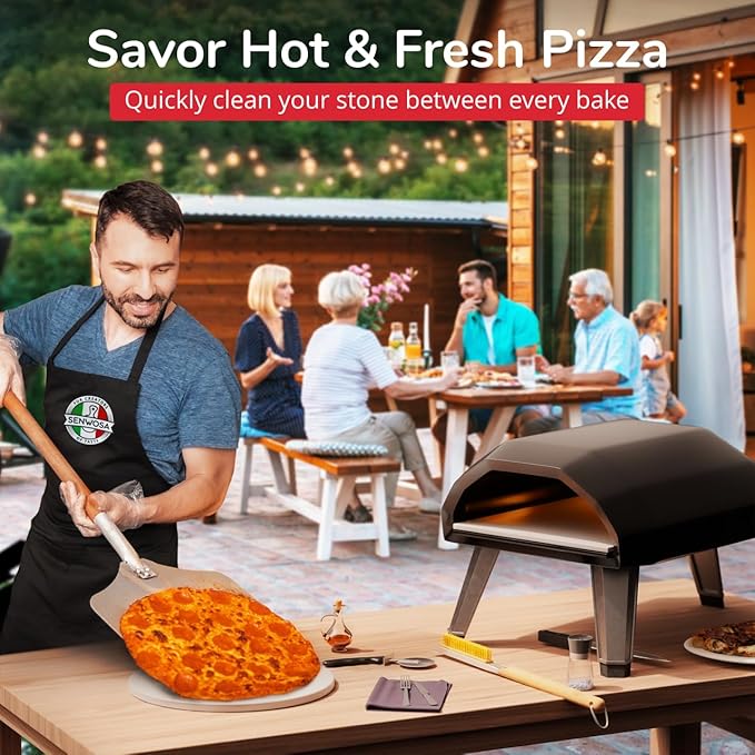 Pizza Oven Cleaning Bundle - 4-Piece Set with 26-Inch Brush, Integrated Scraper & 3 Replacement Heads