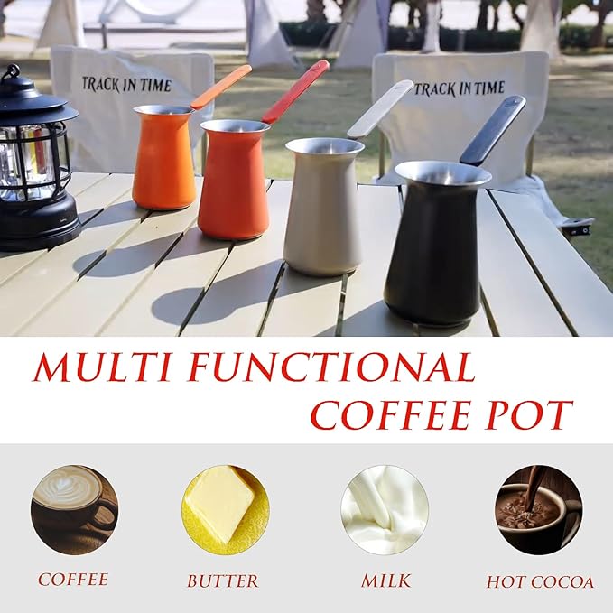 Turkish Coffee Pot - Gifts for Family &Friends,Cezve/Ibrik Coffee Pot for Stovetop,Briki Greek Turkish Pot with Heat-Resistant Rubber Handle,Milk Warming Pot,Arabic Tea Pot