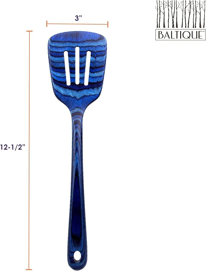 Totally Bamboo Baltique Malta Collection 12-1/2" Wooden Slotted Spatula, Safe for Nonstick