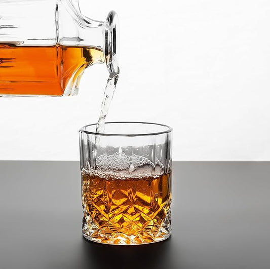 KANARS Old Fashioned Whiskey Glasses - 10 Oz Crystal Rocks Barware Set of 2 for Scotch, Bourbon, Rum, Liquor and Cocktail Drinks - Unique Whisky Gift for Men Dad
