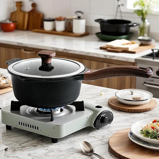 Vinchef New Nonstick Sauce Pot Set with Lids, 3QT Saucepan & 4QT Saucepot,Dishwasher Safe,Induction Compatible, Scratch/Stain Resistant, Stay-Cool Handles, PFAS-Free, Black