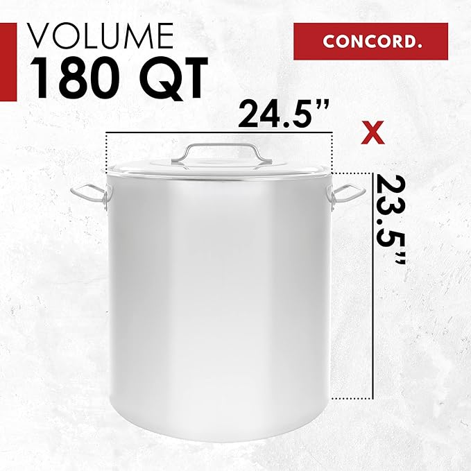 Concord 180 Quart Stainless Steel Stock Pot Cookware
