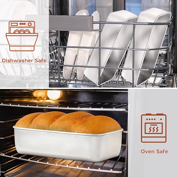 Onader 9 x 5 Bread Loaf Pans, Stainless Steel Deep Meatloaf Pan for Baking Set of 4