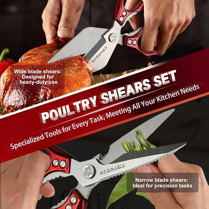 Dream Reach Kitchen Shears Set - Heavy Duty Kitchen Scissors for Food with Ergonomic Handle, Poultry shears for Chicken, Meat, Seafood, Bone Cutting, Gift Box Included