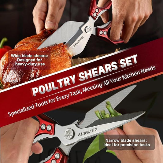 Dream Reach Kitchen Shears Set - Heavy Duty Kitchen Scissors for Food with Ergonomic Handle, Poultry shears for Chicken, Meat, Seafood, Bone Cutting, Gift Box Included