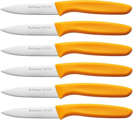 Paring Knife Fruit Knife Set (6 Pieces), Ultra Sharp Stainless Steel Vegetable and Fruit Knife with PP Plastic Ergonomic Handle for Cutting Fruits and Vegetables,Orange