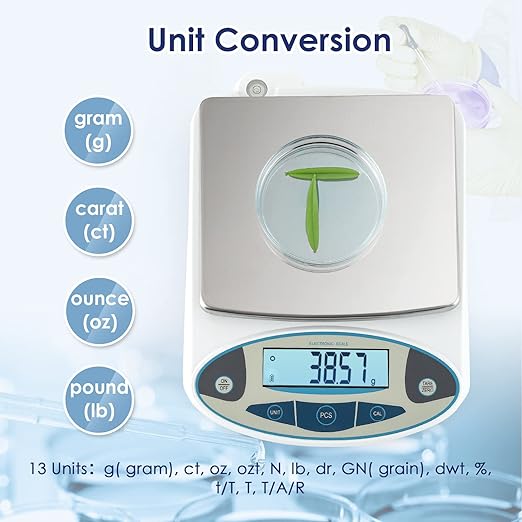 CGOLDENWALL Precision Lab Scale Digital Analytical Balance Laboratory Balance Jewelry Scale Scientific Scale 0.01g Accuracy 110V (5000g, 0.01g)
