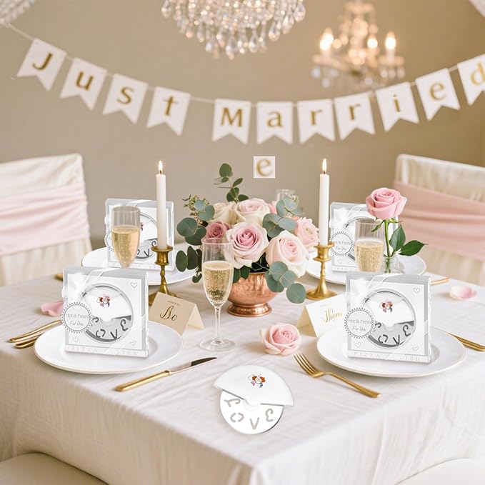 30Pcs Pizza Cutter Wedding Party Favors for Guests, Mini Stainless Steel Pizza Cutter with Silver Gift Box for Bridal Decoration Baby Shower Return Souvenirs Guest Prizes