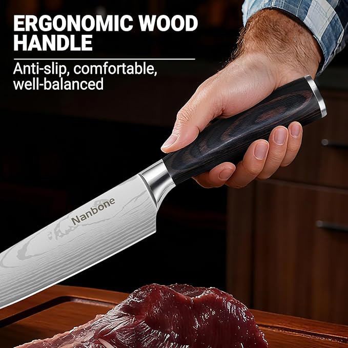 2 Pcs Kitchen Knife Set 8 Inch Chef Knife Paring Kitchen Utility Knife 5 Inch, Asian Chefs Knife for Home and Kitchen with Ergonomic Handle High Carbon Stainless Steel knife Chef Cooking Gift