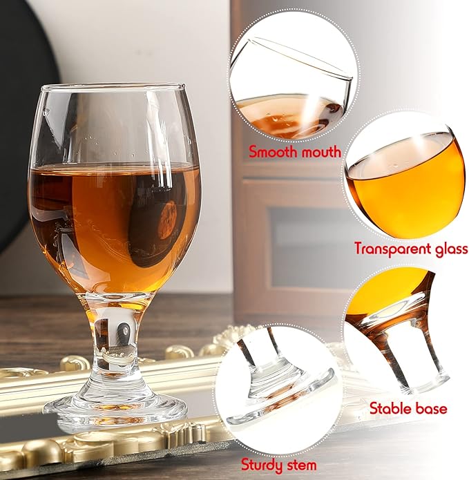 Patelai Set of 24 Clear Glasses 13.5 oz Water Goblet Glass Stemmed Water Glasses for Juice Wine Beer Tea Milk Cold Beverages Drinks Dishwasher Safe
