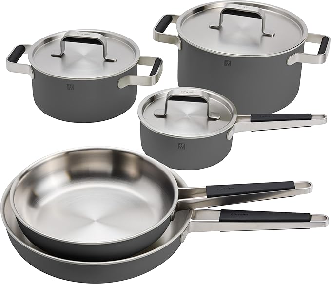 ZWILLING Pure 8-pc Stainless Steel Cookware Set, Grey