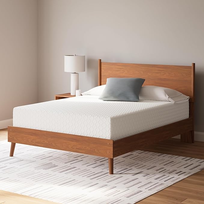 Signature Design by Ashley King Size Chime 12 Inch Medium Firm Memory Foam Mattress with Green Tea & Charcoal Gel for Pressure Relief, Fiberglass Free, Mattress In A Box