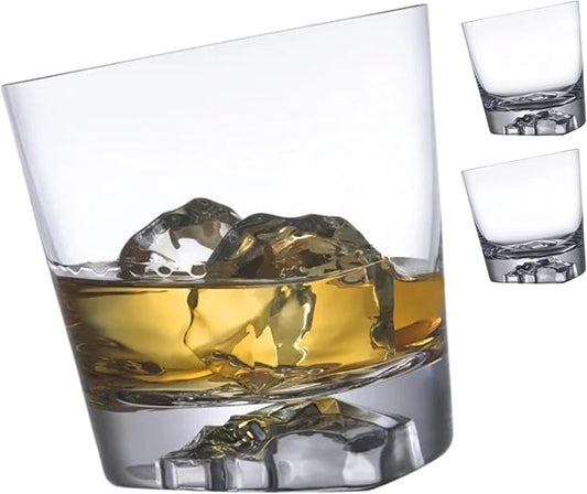 NUDE Whiskey Glasses Set of 2 – Memento Mori 10.25 oz Lead-Free Crystal Rocks Glasses for Whisky, Scotch & Bourbon – Skull Motif Base, Handmade, Hand Wash Recommended Luxury Gift Set