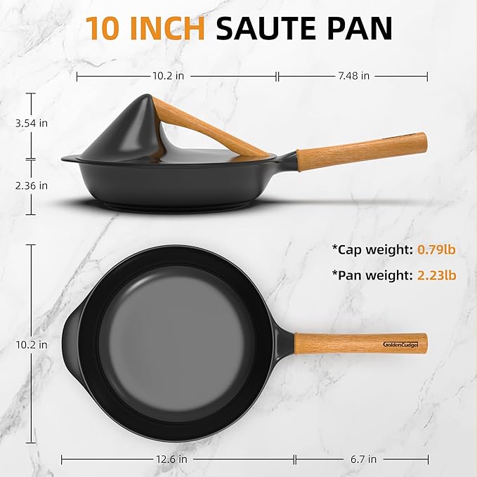 Nonstick Saute Pan Skillet with Lid,10 Inch Deep Frying Pan, Toxin-Free Ceramic Cookware, Healthy Non Toxic Cooking Pan with Helper Handle, Fry Pan Compatible with All Stovetops