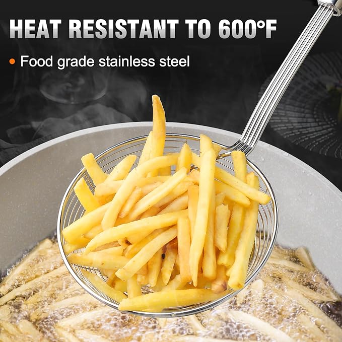 Walfos Spider Strainer - 5.5 Inch Stainless Steel Fryer Scoop, Kitchen Spider Skimmer Strainer With Handle, For Cooking Deep Fryer, Pasta, Spaghetti, Noodle, Vegetables, Egg