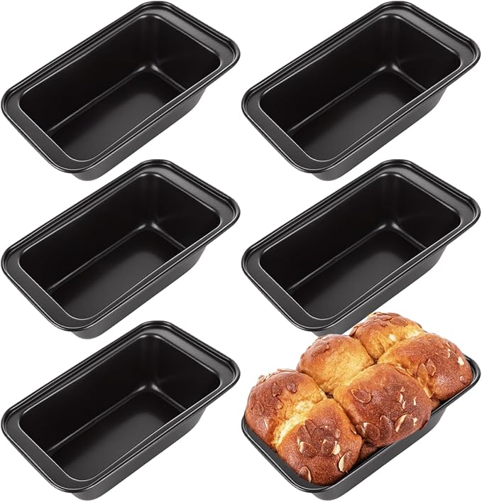 QTLCOHD 6 Pack 8" x 4" Bread Loaf Pans, Non stick Carbon Steel Bread Pans for Baking Homemade Bread