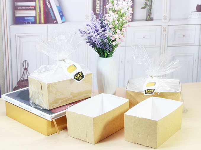 Disposable loaf pans,paper loaf pan for baking bread,25 Pcs Natural Recyclable Bakery Pastry Mold with Clear Package Bag,Providing Beautiful Display for Baked Goods(5.9 x3.5 x3Inch)