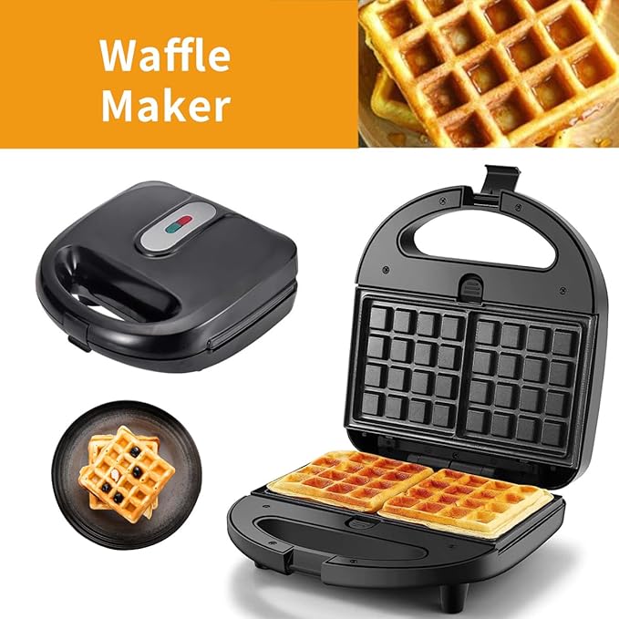 Donut Maker, 3 in 1 Electric Waffles Sandwich Machine,Panini Press Grill Iron Set with 3 interchangeable Removable Non Stick Plates,750W Detachable Dessert Toaster, Perfect for Breakfast