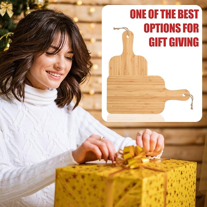 Tanlade 18 Pcs Bamboo Cutting Board Bulk 15" x 7" Chopping Board with Handle Wood Charcuterie plank Engraving Serving Kitchen Planks for Wedding Housewarming Gift