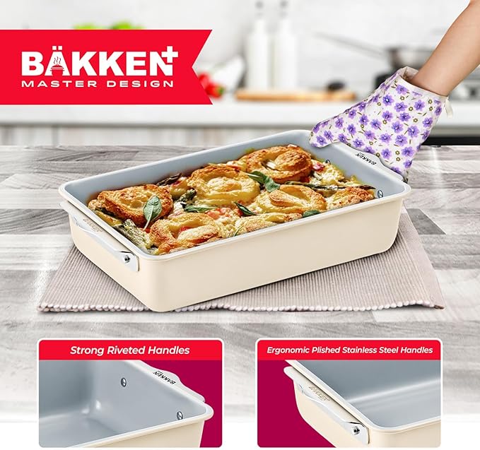 BAKKENMASTER Premium Loaf Pan 1 lb – Aluminum, Ceramic Non-stick Coating, PTFE & PFOA Free, Even Heat, Non-toxic, 4.7" x 9", Perfect for Pound Cakes, Breads, & More - Marble