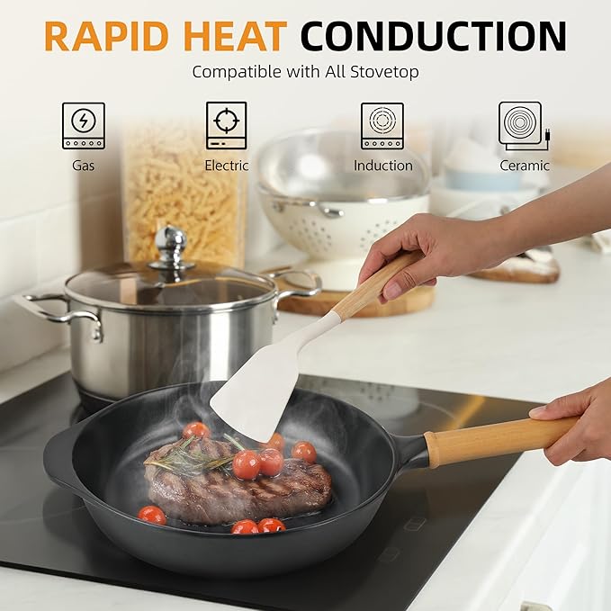 Nonstick Saute Pan Skillet with Lid,10 Inch Deep Frying Pan, Toxin-Free Ceramic Cookware, Healthy Non Toxic Cooking Pan with Helper Handle, Fry Pan Compatible with All Stovetops