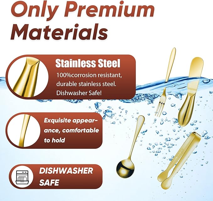 14 Pieces Charcuterie Board Accessories Cheese Spreader Knives Set Stainless Steel Charcuterie Utensils Spreader Knives Mini Serving Tongs Spoons and Forks for Cheese and Pastry Making (Gold)