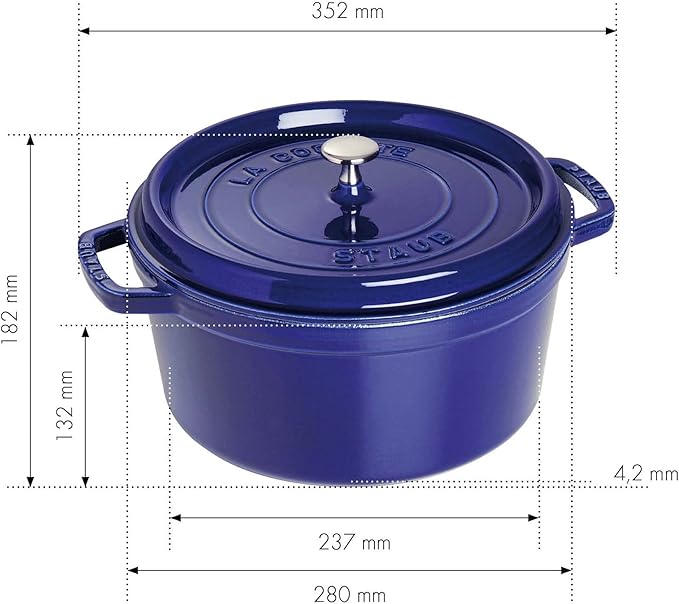 Staub Cast Iron 7-qt Round Cocotte - Dark Blue, Made in France