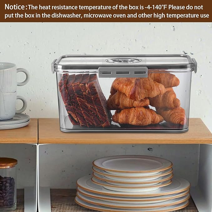 Bread Box Bread Boxes for Kitchen Counter Airtight, Time Recording Bread Storage Container with Lid, Bread Keeper for Homemade Bread, Toast, Bagel, Donut and Cookies, LARGE Dark Grey
