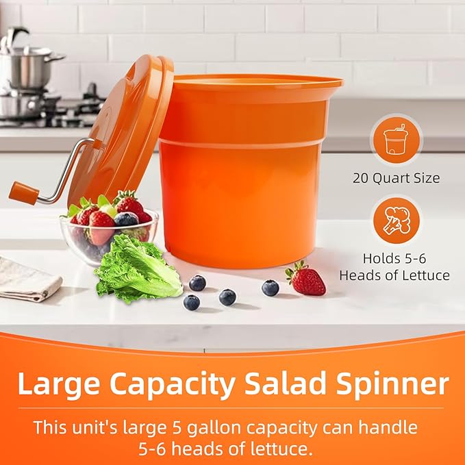 YBSVO 5 Gallon Large Commercial Salad Spinners and Lettuce Spinner