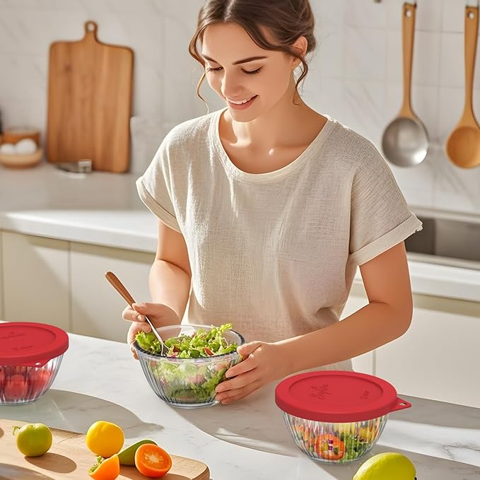 SOPHICO Silicone Replacement Lids for Pyrex Sculpted Glass & Tinted Glass Bowls Mixing Bowls, Lids For 7401-s 3-Cup(Container not included)