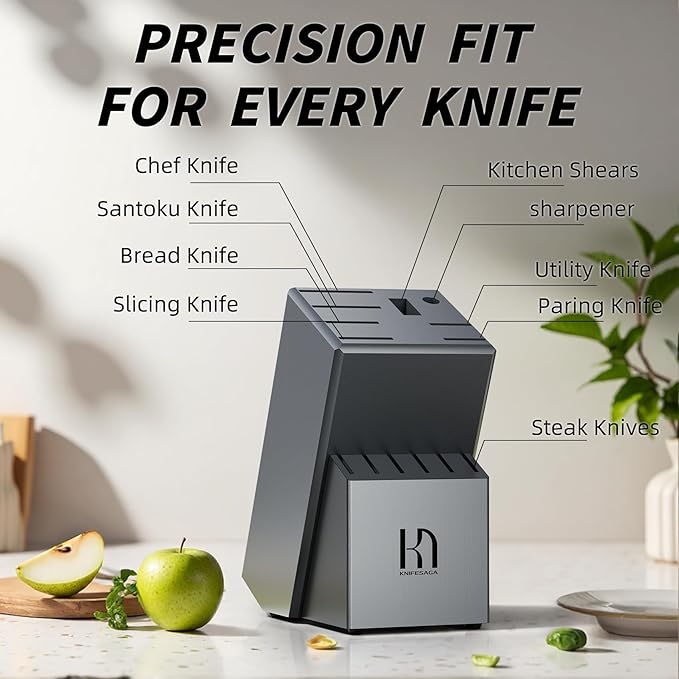 Premium Knife Set 15 Pcs Quality Kitchen Knife Set with Block, Japanese High Carbon Stainless Steel Razor Sharp Knife Block Set, Acacia Wood Block Knife Set with Ergonomic Full-tang Handle