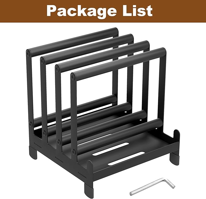 Pizza Peel Rack Steel 4 Available Slots Pizza Paddle Holder Rack with Non-Slip Feet for Pizza Spatula Turner Storage Organizing and Saving Space Pizza Turning Oven Accessories Black