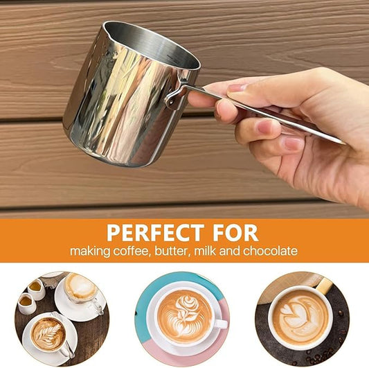 Coffee Milk Warmer Mini Butter Melting Pot Turkish Chocolate Sauce Pan Stainless Steel, 10oz/300ml Matching Gift Box