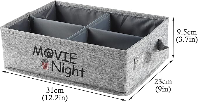 Snack Organizer for Countertop, Fabric Movie Night Snack Tray with Handles, 4 Compartment Collapsible Snack Basket, Snack Bar Station Organizer, Kitchen Pantry Organizer and Storage (Grey)