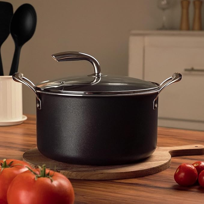 Vasconia 11-Piece Aluminum Cookware Set - Nonstick Pots and Pans with Lids - Dishwasher, Oven Safe up to 475Β°F - Skillets, Griddle, Casserole, Dutch Oven - Black