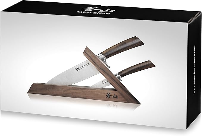 Cangshan TA Series 1021356 Swedish 14C28N Steel Forged 3-Piece TAI Knife Block Set, Walnut