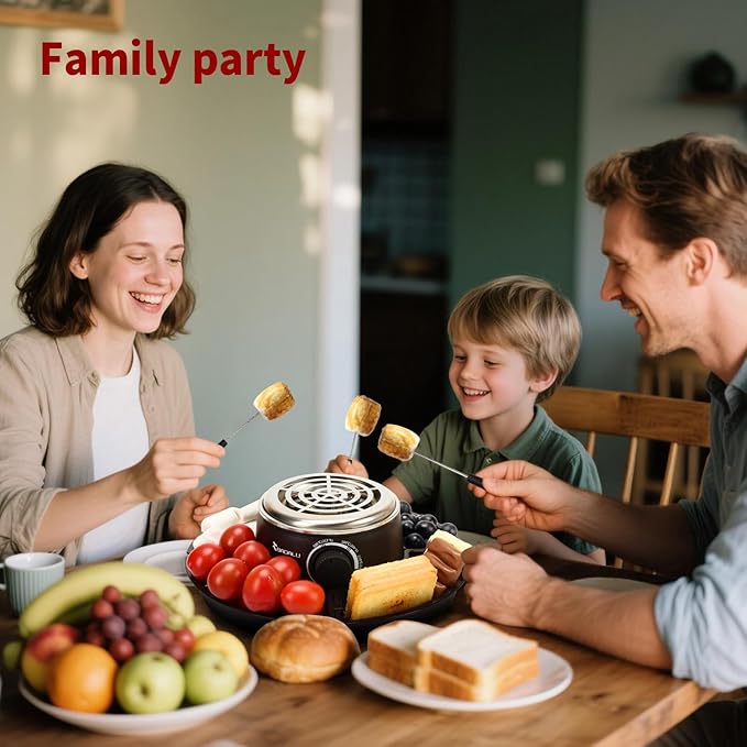 BADALU 2 in 1 Electric S'mores Maker & Fondue Pot, Temperature Control Tabletop Indoor S'mores Maker Kit with 4 Roasting Forks Housewarming Christmas Gifts,Family Gifts