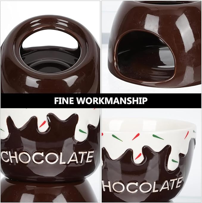 Chocolate Melting Cup, Chocolate Fondue Mug, Personal Ceramic Cheese Melting Cup, Butter Melt Fondue Mugs Set For Dinner Appetizer Sauce Cheese Candy Bread Caramel Birthday Wedding Picnics Party Cooks