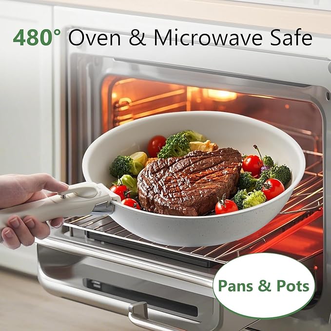 Pots and Pans Set Non Stick (White-7p)