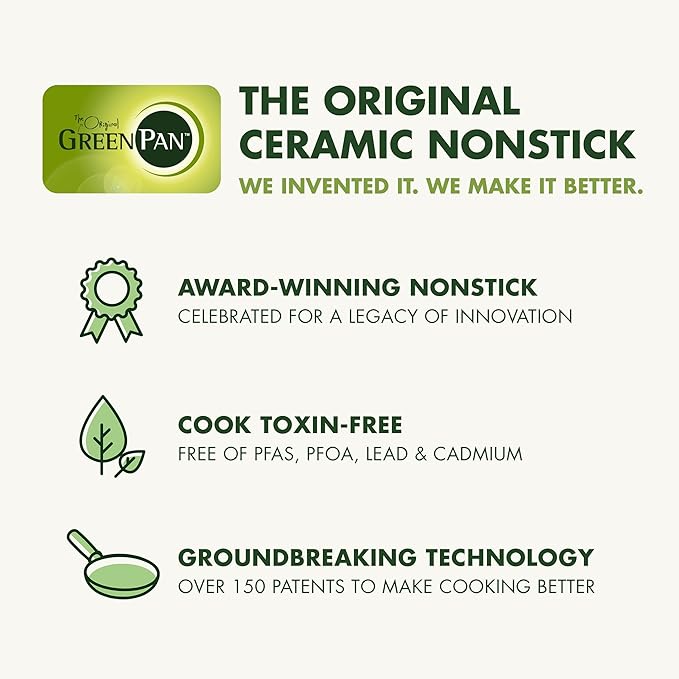 GreenPan Treviso Stainless Steel Healthy Ceramic Nonstick, 12" Frying Pan Skillet with Lid, PFAS-Free,Clad, Induction, Dishwasher Safe, Silver