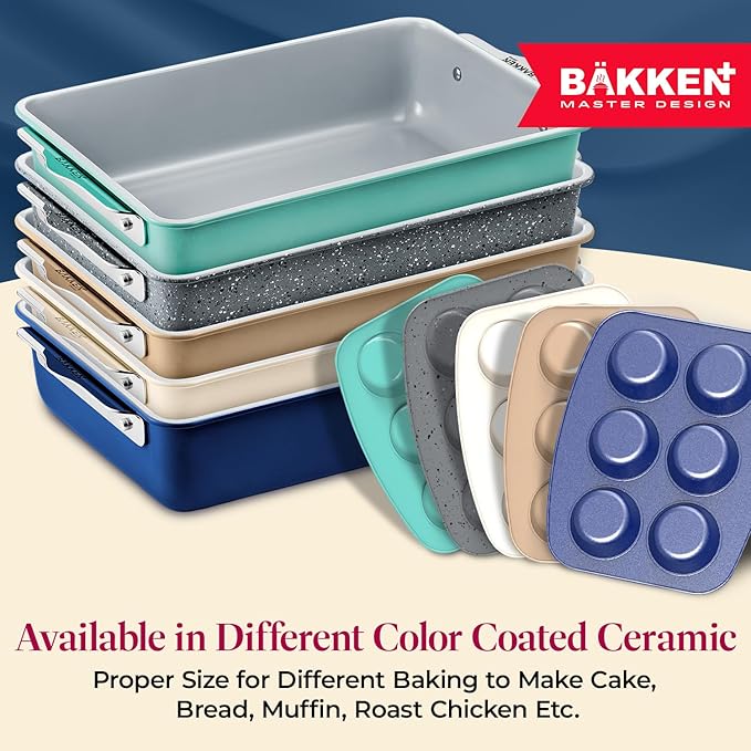BAKKENMASTER Premium Loaf Pan 1 lb – Aluminum, Ceramic Non-stick Coating, PTFE & PFOA Free, Even Heat, Non-toxic, 4.7" x 9", Perfect for Pound Cakes, Breads, & More - Marble